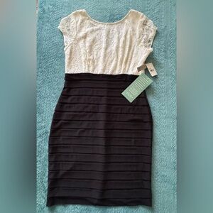 Simply Liliana Black and White Lace Midi Dress